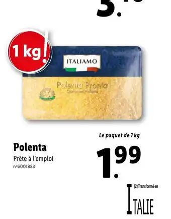Lidl Polenta Prête à l'emploi offre