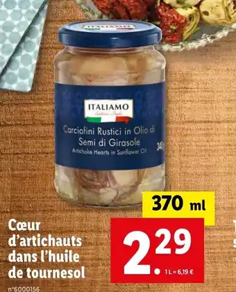 Lidl Cœur d'artichauts dans l'huile de tournesol offre