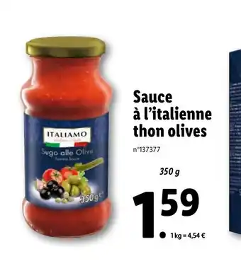 Lidl Sauce à l'italienne thon olives offre