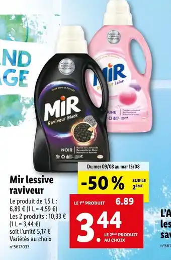 Lidl Mir lessive raviveur offre
