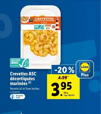 Lidl Crevettes ASC décortiquées marinées (²) offre
