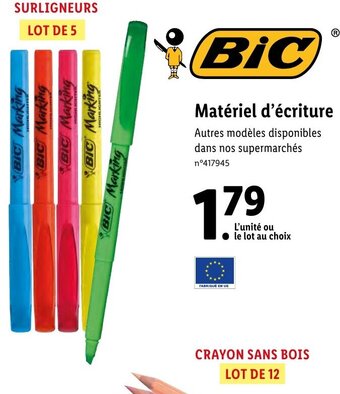 Lidl BIC Matériel d'écriture Autres modèles disponibles dans nos supermarchés offre