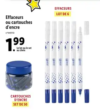 Effaceurs ou cartouches d'encre