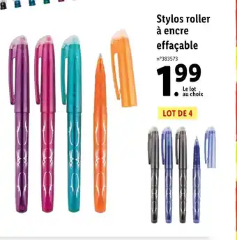 Lidl Stylos roller à encre effaçable offre