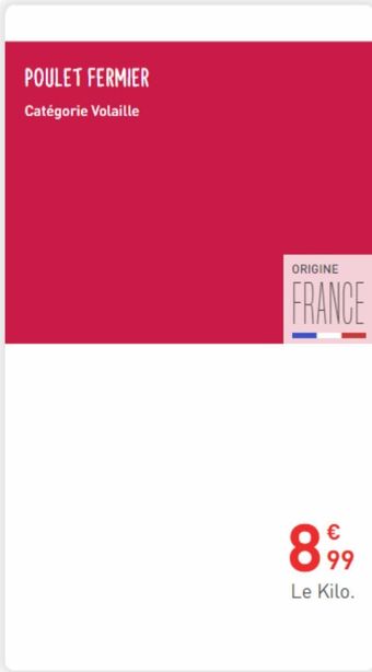 Grand Frais Poulet fermier offre