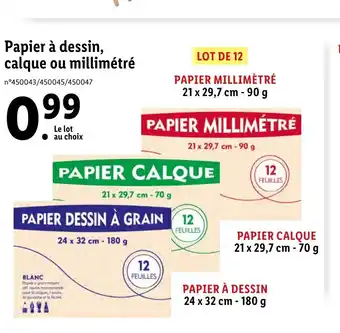 Lidl Papier à dessin, calque ou millimétré offre
