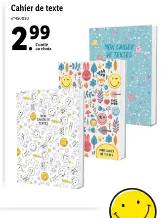 Lidl Cahier de texte offre
