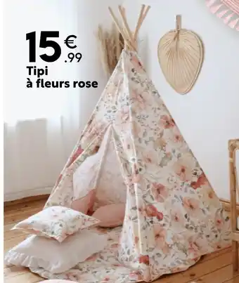 Tipi à fleurs rose