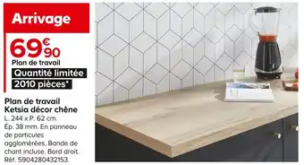 Castorama Plan de travail ketsia décor chêne offre