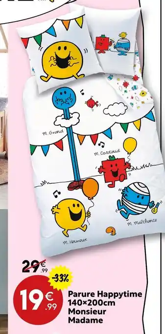 Maxi Bazar Monsieur madame parure happytime 140x200cm offre