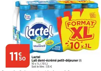 Maximarché Lactel Lait demi-écrémé petit-déjeuner (A) offre