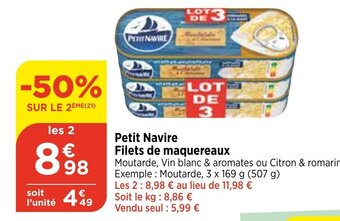 Maximarché Petit Navire Filets de maquereaux offre