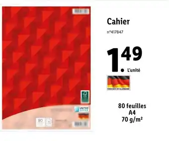 Lidl Cahier offre