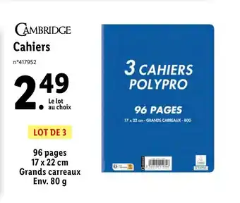 Lidl Cahiers offre