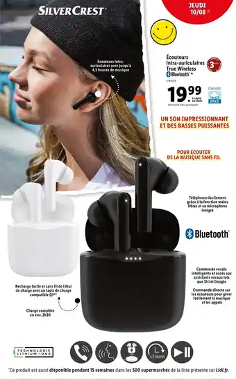 Lidl Écouteurs intra-auriculaires True Wireless Bluetooth® * offre