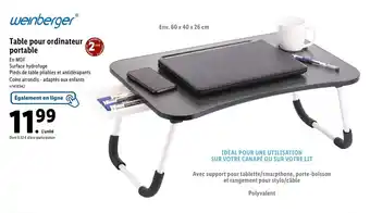Lidl Table pour ordinateur portable offre