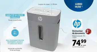 Lidl Destructeur de documents offre