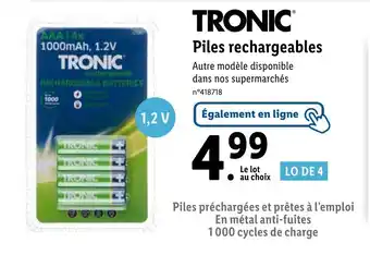 Lidl Piles rechargeables offre