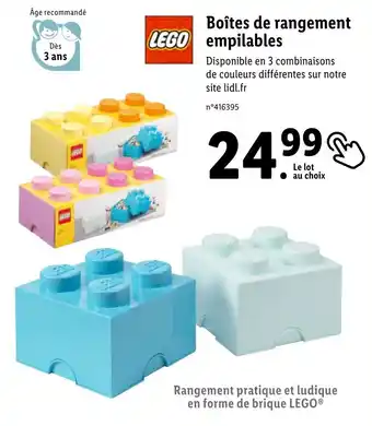 Lidl Boîtes de rangement LEGO empilables offre