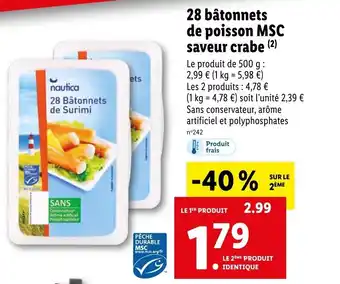 Lidl 28 bâtonnets de poisson MSC saveur crabe (²) offre