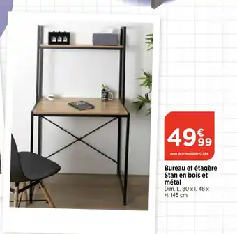 Bi1 Bureau et étagère Stan en bois et métal offre