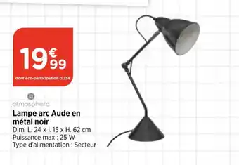 Lampe arc Aude en métal noir