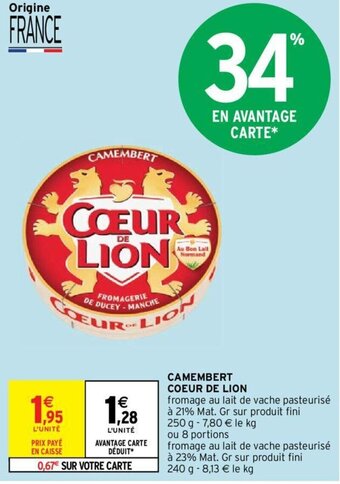 Intermarché Hyper CAMEMBERT COEUR DE LION offre