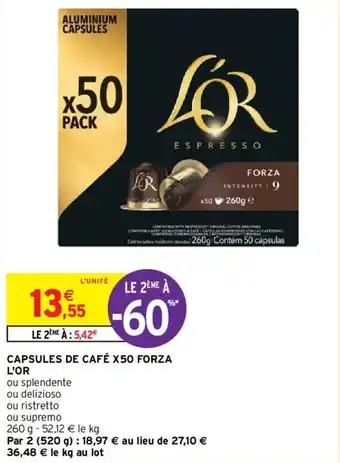 Intermarché Hyper CAPSULES DE CAFÉ X50 FORZA L'OR offre