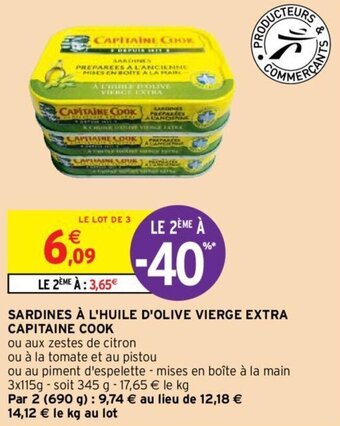 Intermarché Hyper SARDINES À L'HUILE D'OLIVE VIERGE EXTRA CAPITAINE COOK offre