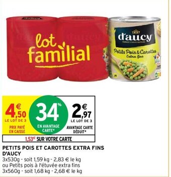 Intermarché Hyper PETITS POIS ET CAROTTES EXTRA FINS D'AUCY offre