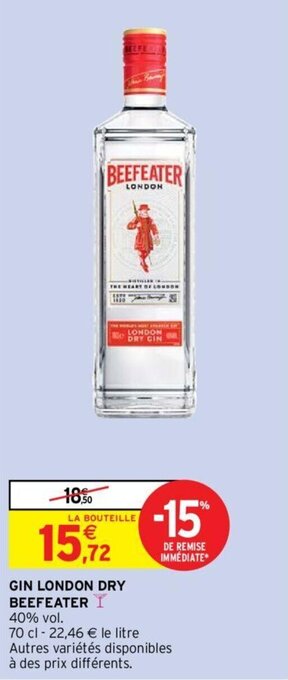 Intermarché Hyper GIN LONDON DRY BEEFEATER offre