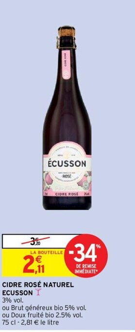 Intermarché Hyper CIDRE ROSÉ NATUREL ECUSSON offre
