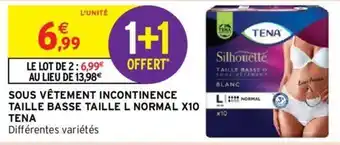 Intermarché Hyper SOUS VÊTEMENT INCONTINENCE TAILLE BASSE TAILLE L NORMAL X10 ΤΕΝΑ Différentes variétés offre
