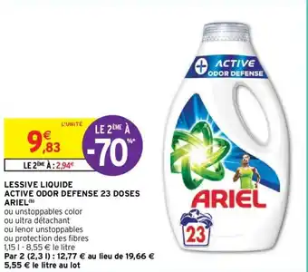 Intermarché Hyper LESSIVE LIQUIDE ACTIVE ODOR DEFENSE 23 DOSES ARIEL (b) offre