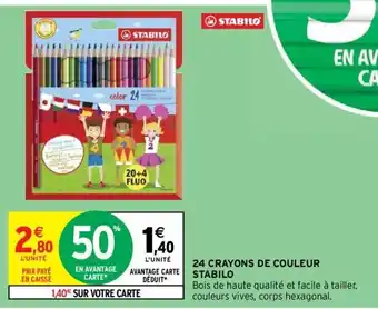 Intermarché Hyper 24 CRAYONS DE COULEUR STABILO offre