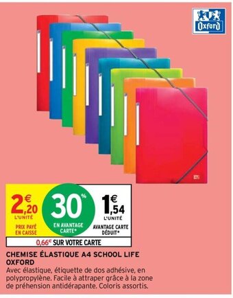 Intermarché Hyper CHEMISE ÉLASTIQUE A4 SCHOOL LIFE OXFORD offre