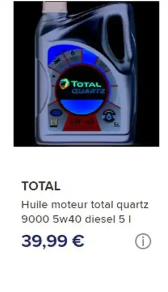 Norauto TOTAL Huile moteur total quartz 9000 5w40 diesel 51 offre