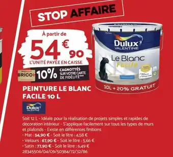 Bricomarché PEINTURE LE BLANC FACILE 10 L offre