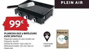 Bricomarché PLANCHA GAZ 3 BRÛLEURS AVEC SPATULE offre