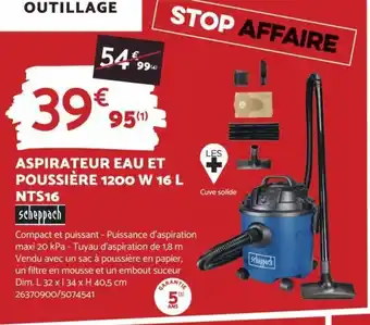 Bricomarché ASPIRATEUR EAU ET POUSSIÈRE 1200 W 16 L offre