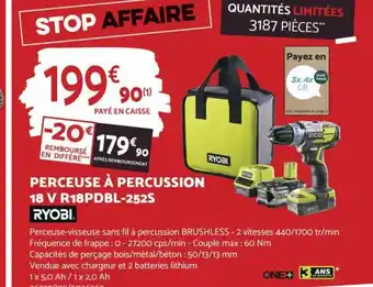 Bricomarché PERCEUSE À PERCUSSION 18 V R18PDBL-252S offre