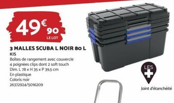 Bricomarché 3 MALLES SCUBA L NOIR 80 L offre