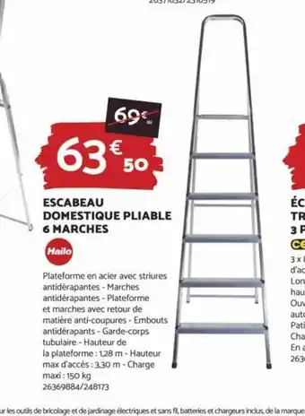 Bricomarché ESCABEAU DOMESTIQUE PLIABLE 6 MARCHES offre