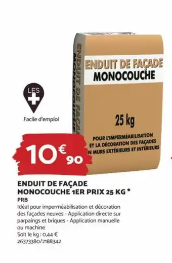 ENDUIT DE FAÇADE MONOCOUCHE 1ER PRIX 25 KG*