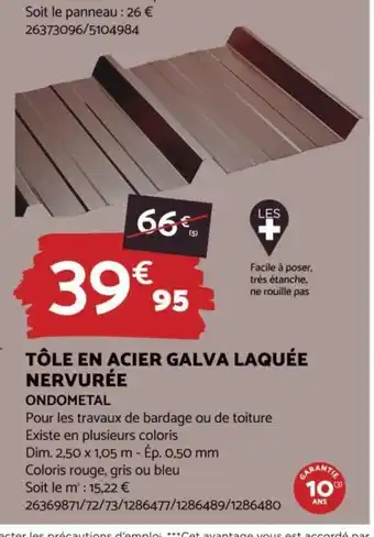 Bricomarché TÔLE EN ACIER GALVA LAQUÉE NERVURÉE offre