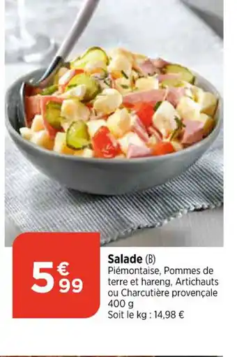 Bi1 Salade (B) Piémontaise, Pommes de terre et hareng, Artichauts ou Charcutière provençale 400 g offre