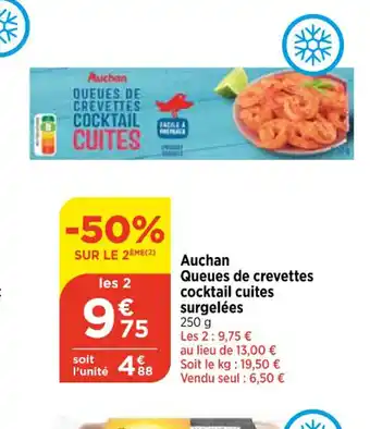 Bi1 Auchan Queues de crevettes cocktail cuites surgelées 250 g offre