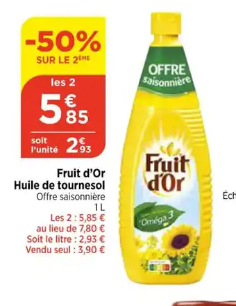 Bi1 Fruit d'Or Huile de tournesol offre