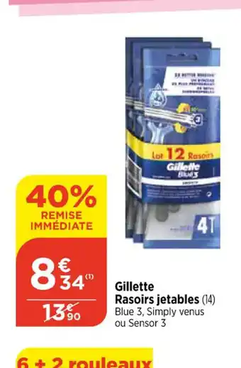 Bi1 Gillette Rasoirs jetables (14) Blue 3, Simply venus ou Sensor 3 offre
