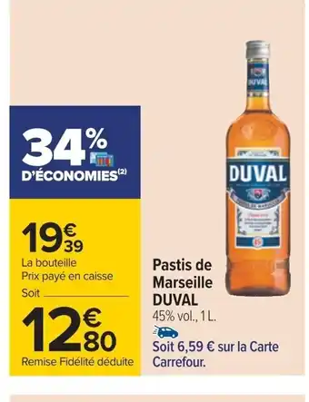 Pastis de Marseille DUVAL 45% vol., 1 L.